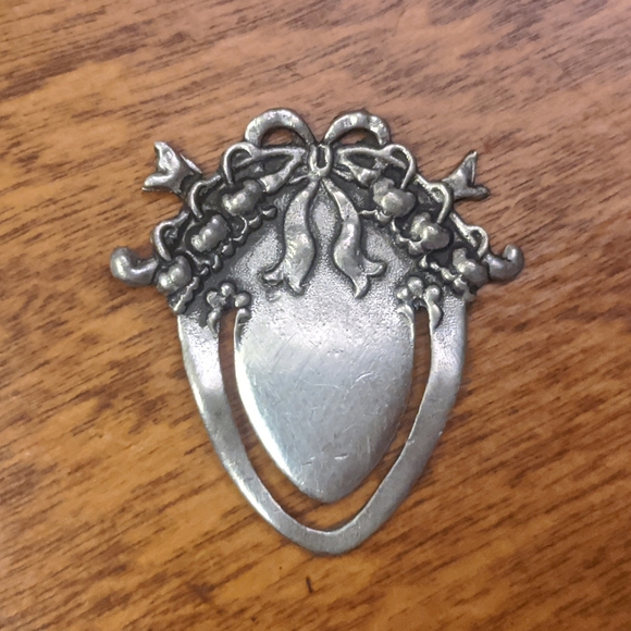 vtg Elias Artmetal, INC Fine Pewter neoclassical heart bookmark - Picture 2 of 5